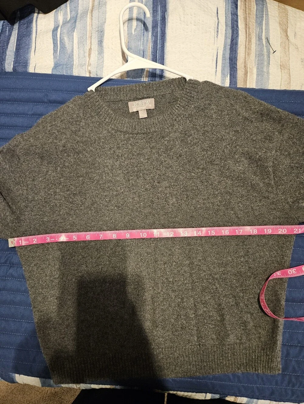 J.Crew 100% Cashmere Crewneck Sweater Women's Medium Gray Long Sleeve Soft Knit